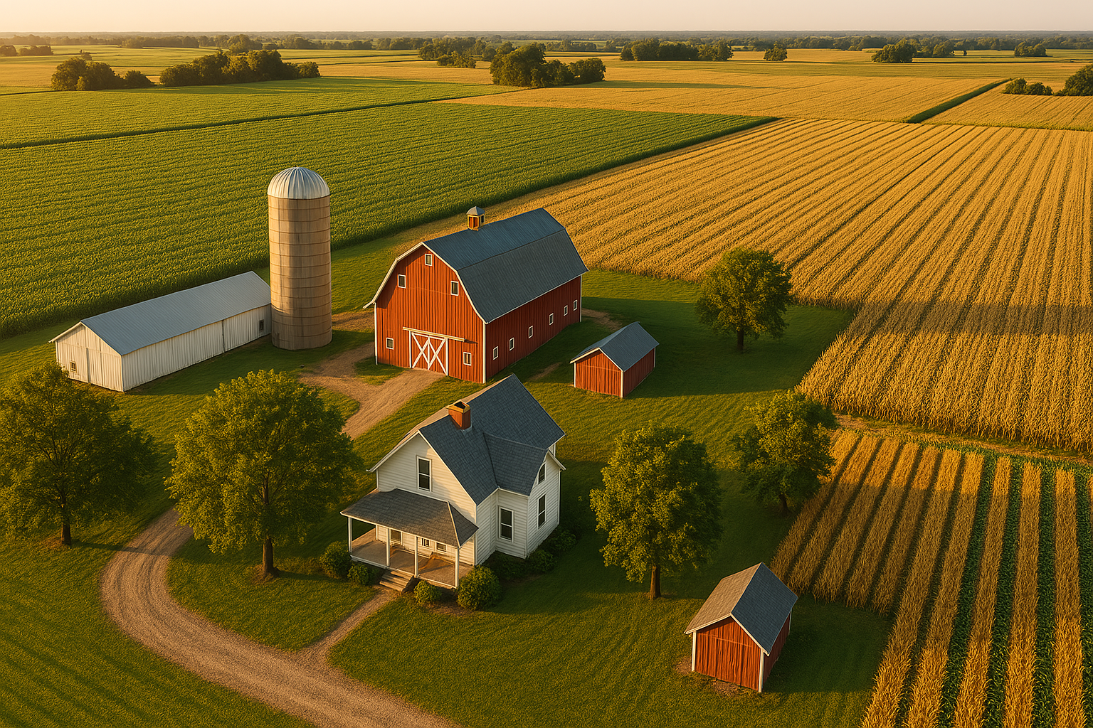 Aerial view of farmland